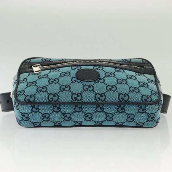 GUCCI GG Canvas Waist Bag Blue Silver 658657 Auth 139364 - Picture 7 of 16